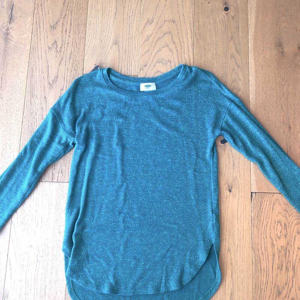Old Navy Bundle! Kids L Sparkle Green Blouse & Sparkle Grey Sweater